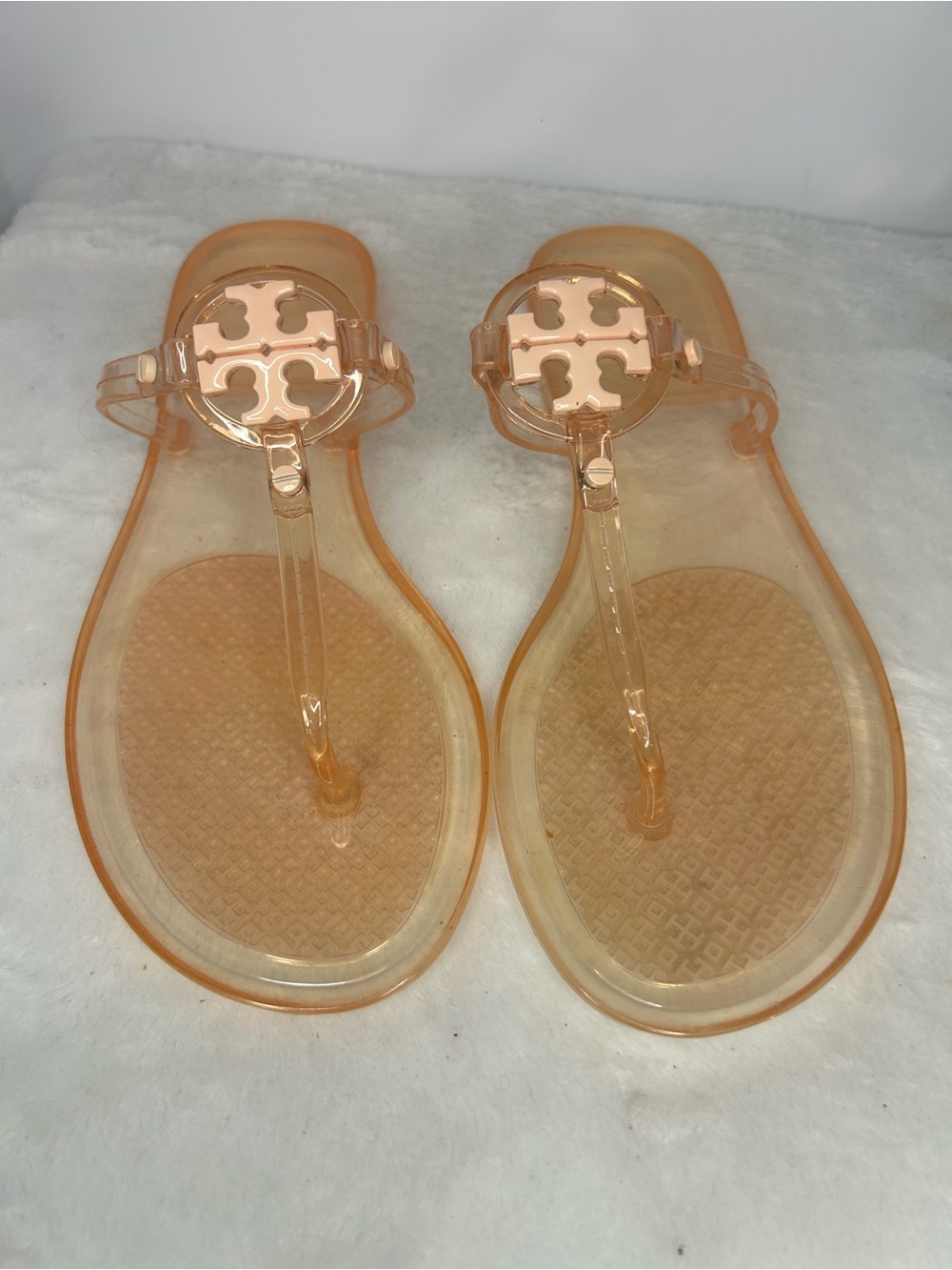 Tory Burch Peach Clear Jelly Thong Sandals